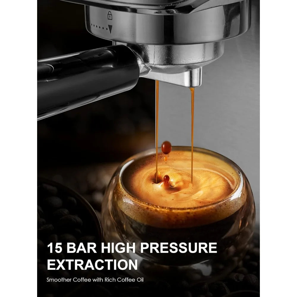 Ihomekee 15Bar Espresso Machine, Espresso  Coffee Machine with 42 oz Removable Water Tank, Full Stainless Steel - CM5200