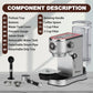 Beiooya Espresso Machine 20 Bar,   with 37oz Water Tank for Home Cappuccino, Latte, Mom Dad Coffee Lovers Gifts