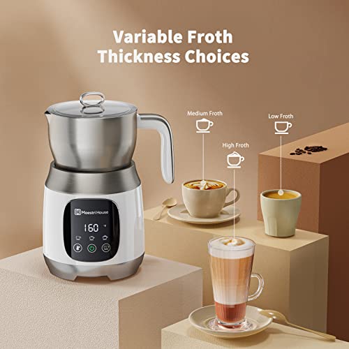 Maestri House Milk Frother, Variable Temp and Froth Thickness Milk Frother and Steamer, 21OZ/600ML Smart Touch Control Milk Warmer, Dishwasher Safe, Memory Function for Latte Cappuccino, Hot Chocolate